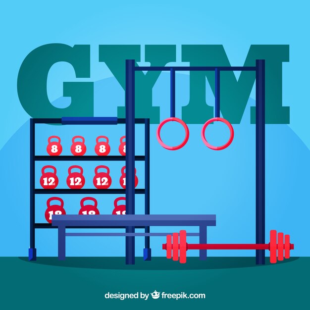 Fondo de gimnasio con diferentes máquinas para ejercitarse
