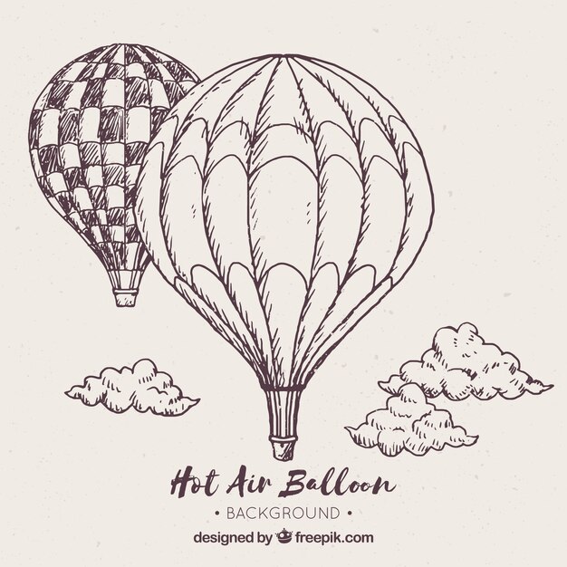 Fondo de globos de aire caliente en estilo vintage