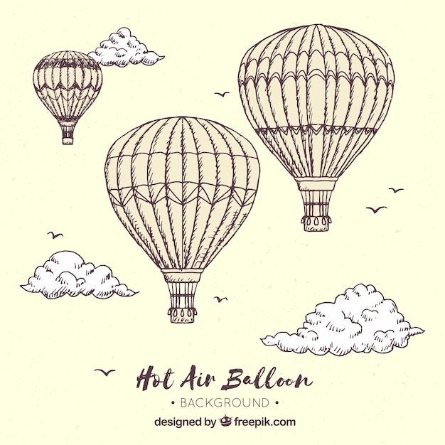 Fondo de globos de aire caliente en estilo vintage