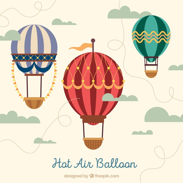 Fondo de globos de aire caliente en estilo vintage