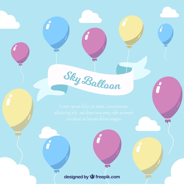 Vector gratuito fondo de globos coloridos en el cielo