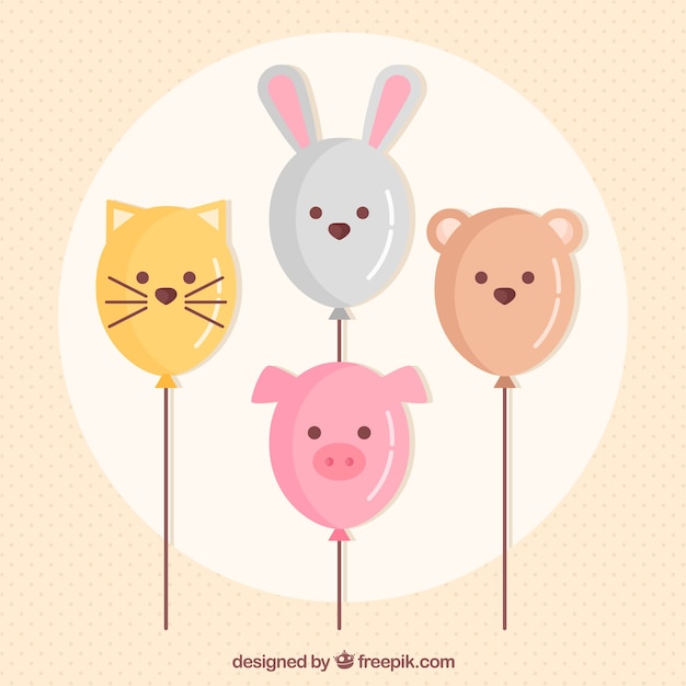 Vector gratuito fondo de globos coloridos con forma de animales