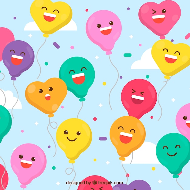Vector gratuito fondo de globos de coloridos con lindas caras