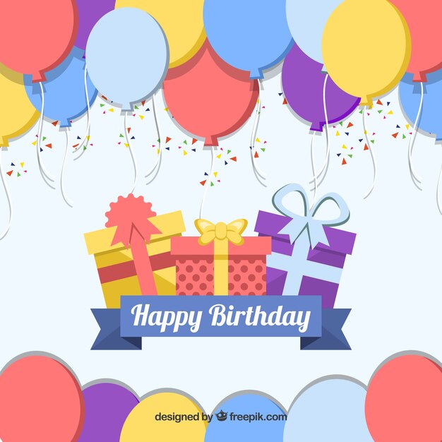 Fondo de globos y confeti 