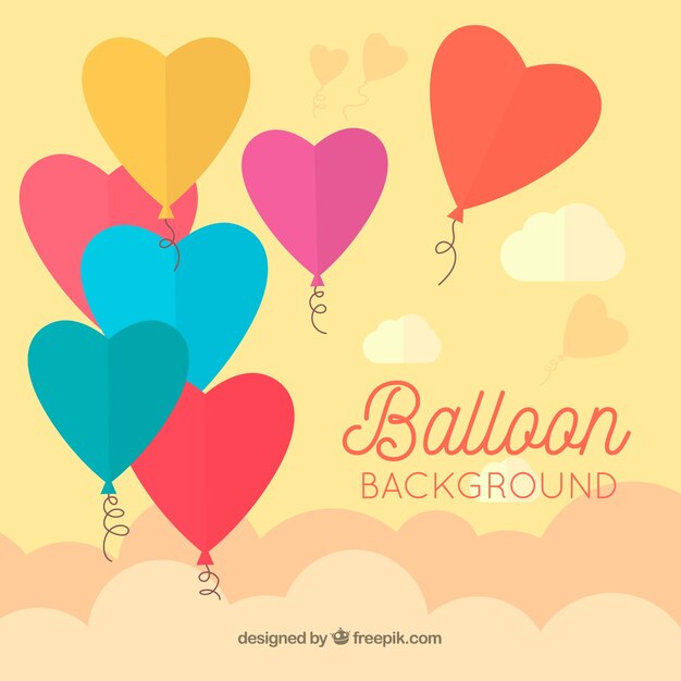 Fondo de globos de corazón en el cielo