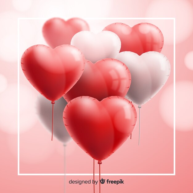 Fondo globos corazón realistas