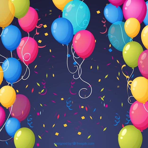 Fondo de globos de cumpleaños para celebrar