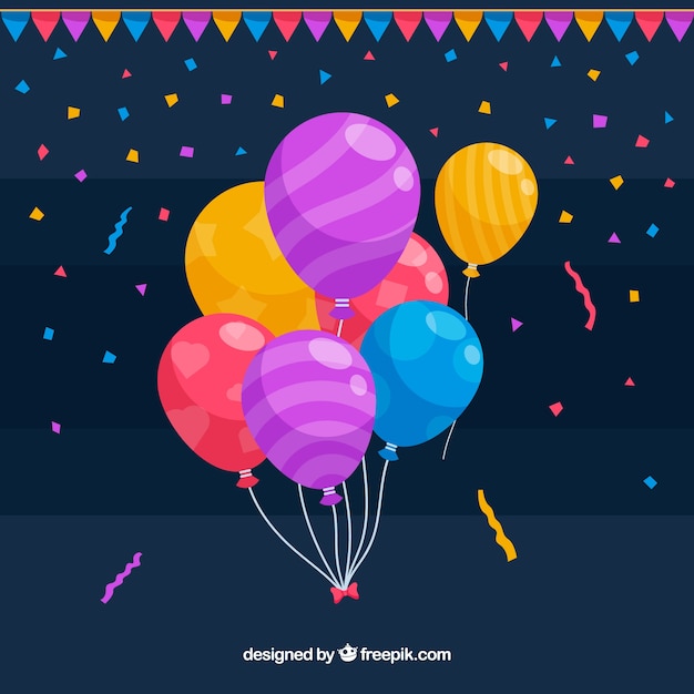 Fondo de globos de cumpleaños para celebrar