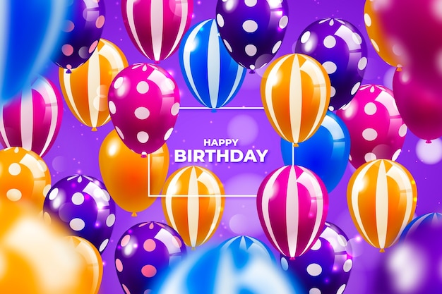 Fondo de globos de cumpleaños colorido realista