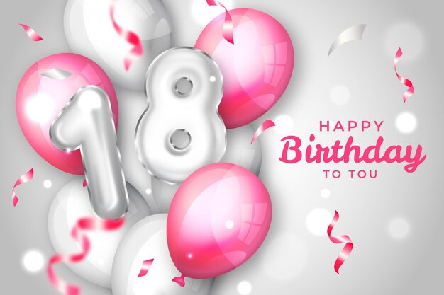 Fondo de globos de cumpleaños número 18