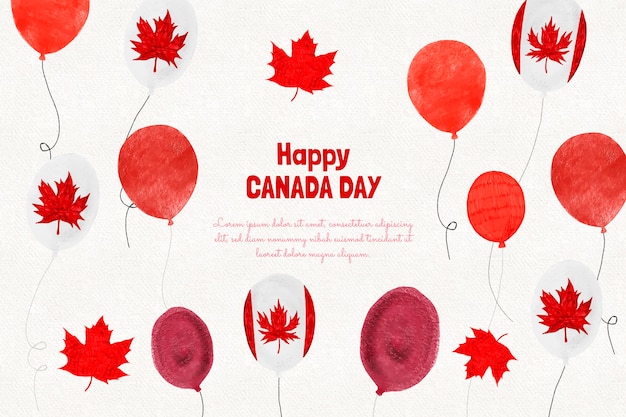 Fondo de globos del día de canadá dibujado a mano