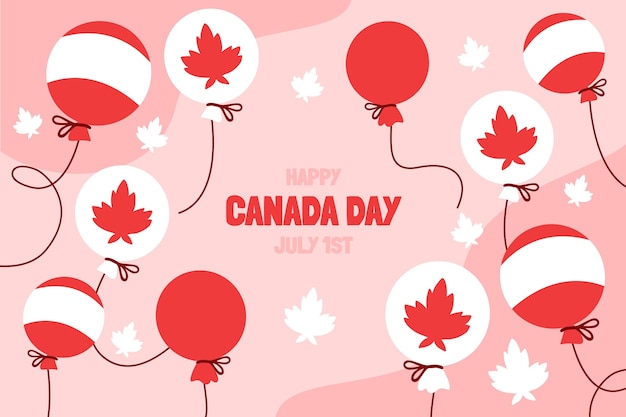 Fondo de globos del día de canadá dibujado a mano