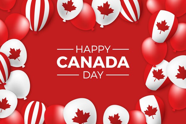 Fondo de globos de día de Canadá de diseño plano