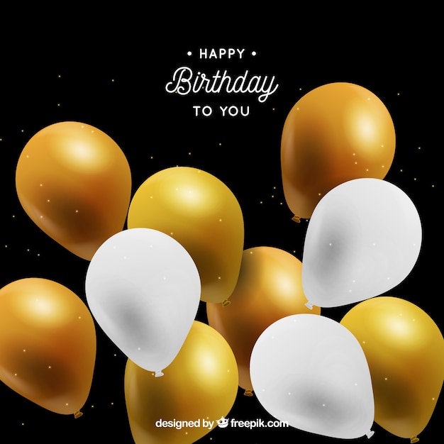 Vector gratuito fondo de globos dorados y blancos para celebrar