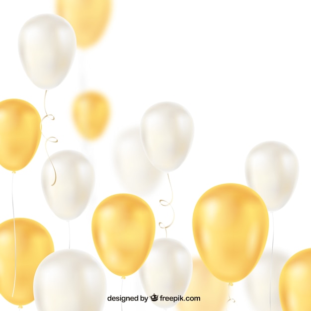 Fondo de globos dorados y blancos para celebrar