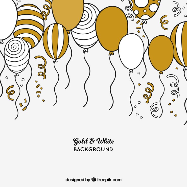 Vector gratuito fondo de globos dorados y blancos