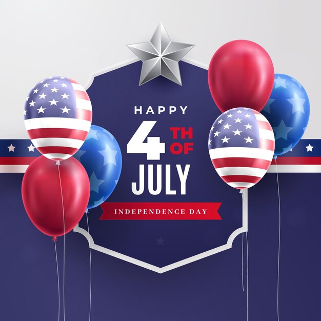 Fondo de globos realistas del día de la independencia del 4 de julio