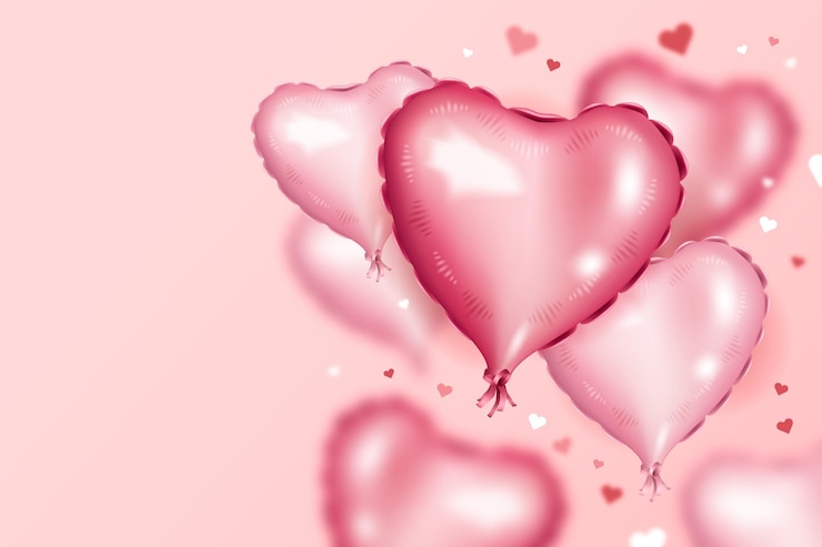 Vector gratuito fondo con globos rosa en forma de corazón para el día de san valentín