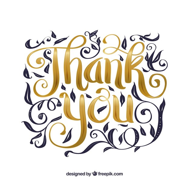 Fondo de gracias con lettering dorado
