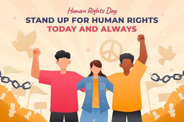 Vector gratuito fondo en gradiente para la celebración del día de los derechos humanos