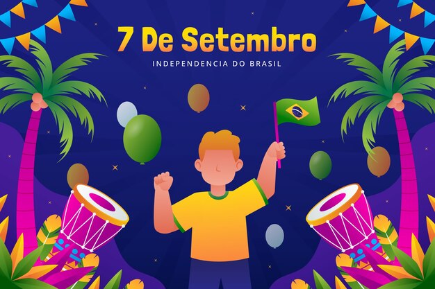 Vector gratuito fondo gradiente para la celebración del día de la independencia brasileña