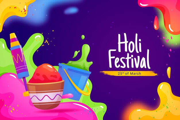 El fondo de gradiente para la celebración del festival de Holi.
