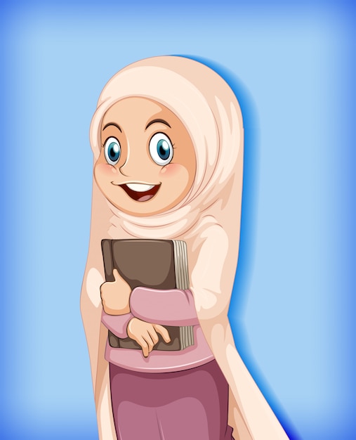 Fondo de gradiente de color de personaje de dibujos animados femenino