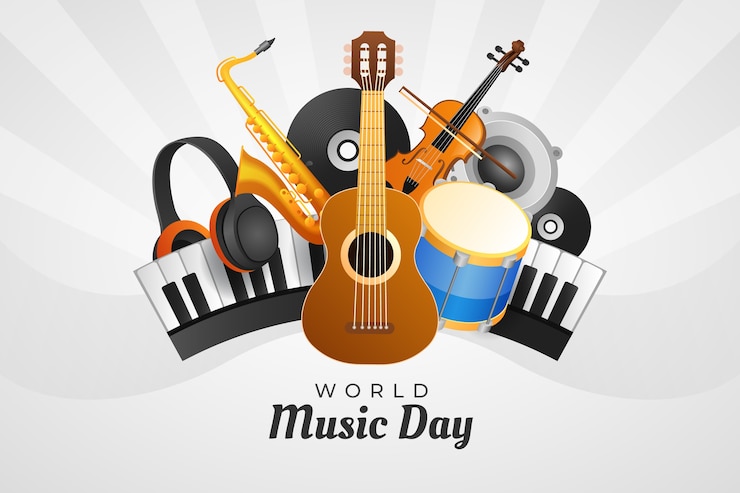Vector gratuito fondo de gradiente del día mundial de la música