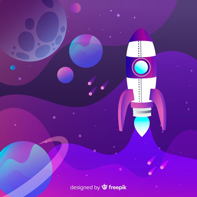 Fondo gradiente del espacio con cohete