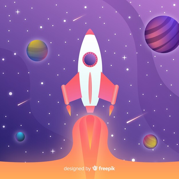 Fondo gradiente del espacio con cohete