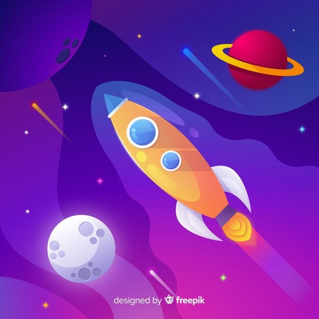 Fondo gradiente del espacio con cohete