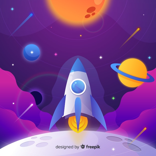 Fondo gradiente del espacio con cohete