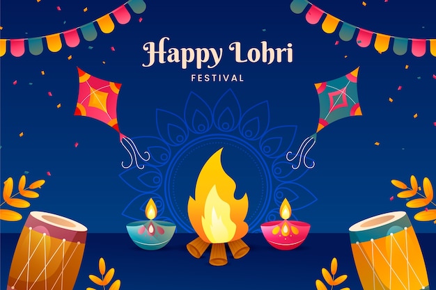 Vector gratuito el fondo de gradiente para el festival de lohri