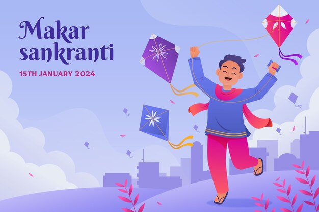 El fondo de gradiente para el festival de Makar Sankranti
