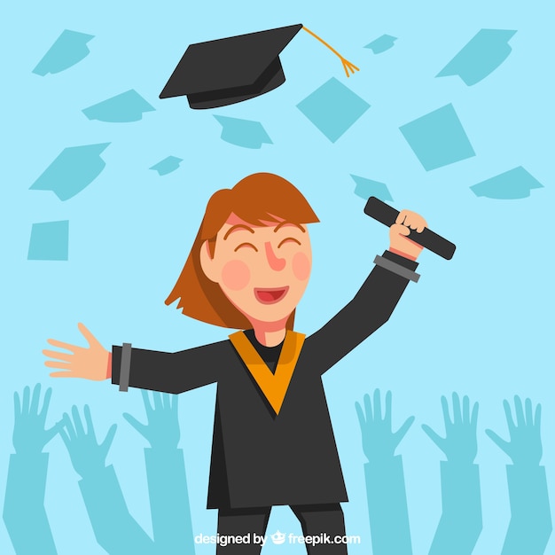 Vector gratuito fondo de graduación con estudiante orgulloso