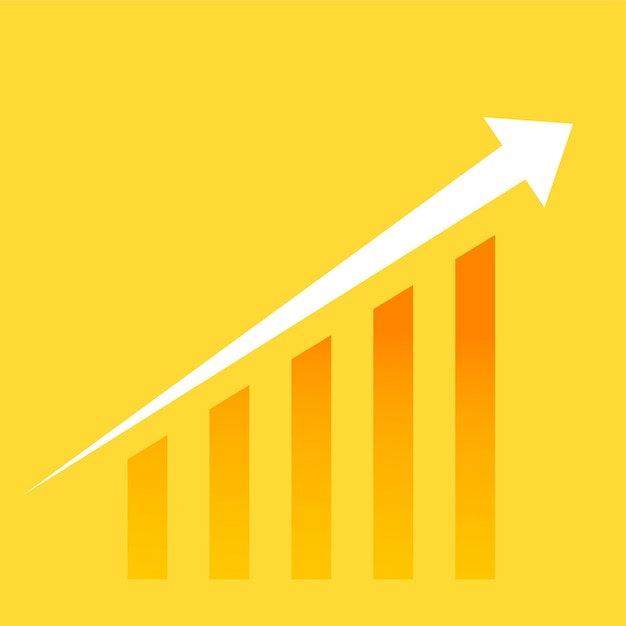 Fondo de gráfico de acciones financieras con flecha de crecimiento ascendente