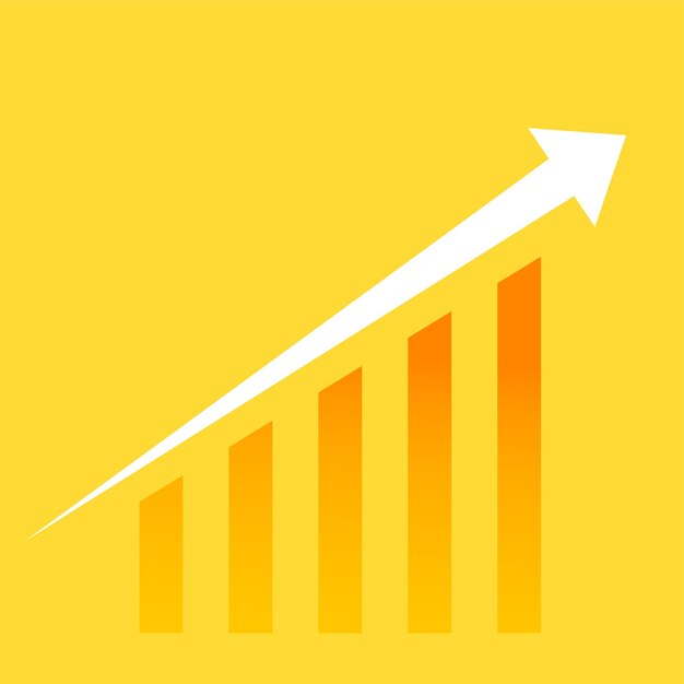 Fondo de gráfico de acciones financieras con flecha de crecimiento ascendente