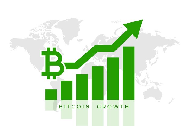Fondo de gráfico verde de crecimiento de Bitcoin