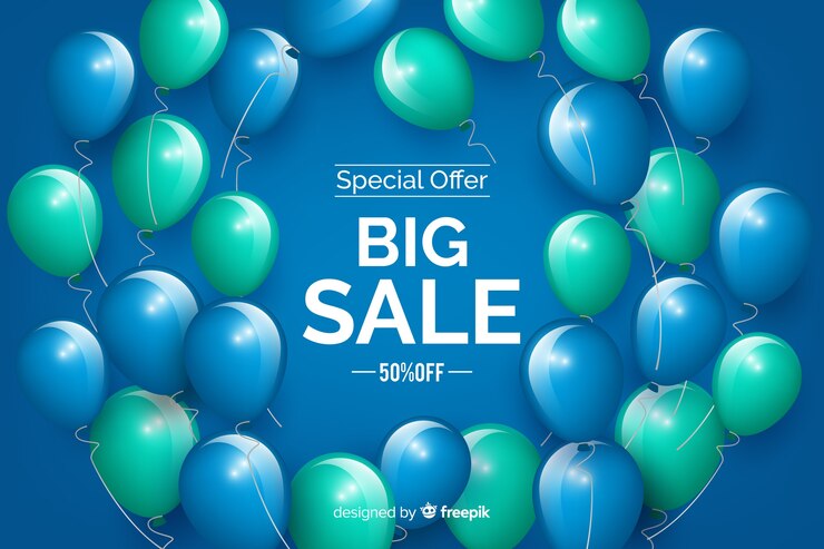 Vector gratuito fondo de grandes rebajas con globos realistas