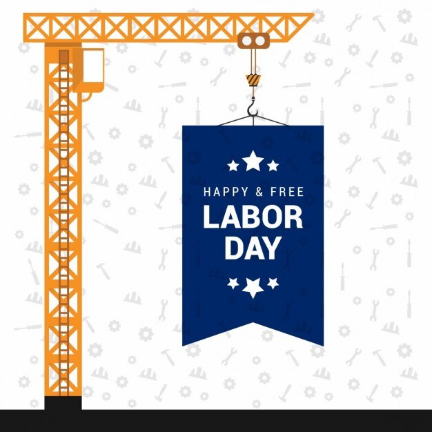 Vector gratuito fondo con una grúa para el día del trabajador