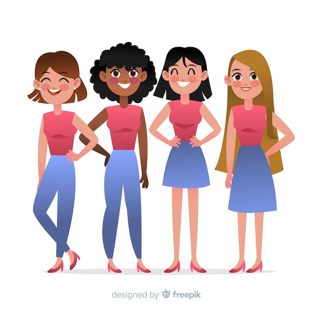 Vector gratuito fondo grupo de mujeres interracial