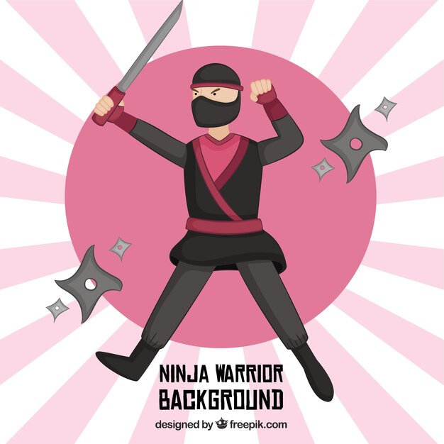 Fondo de guerrero ninja con diseño plano
