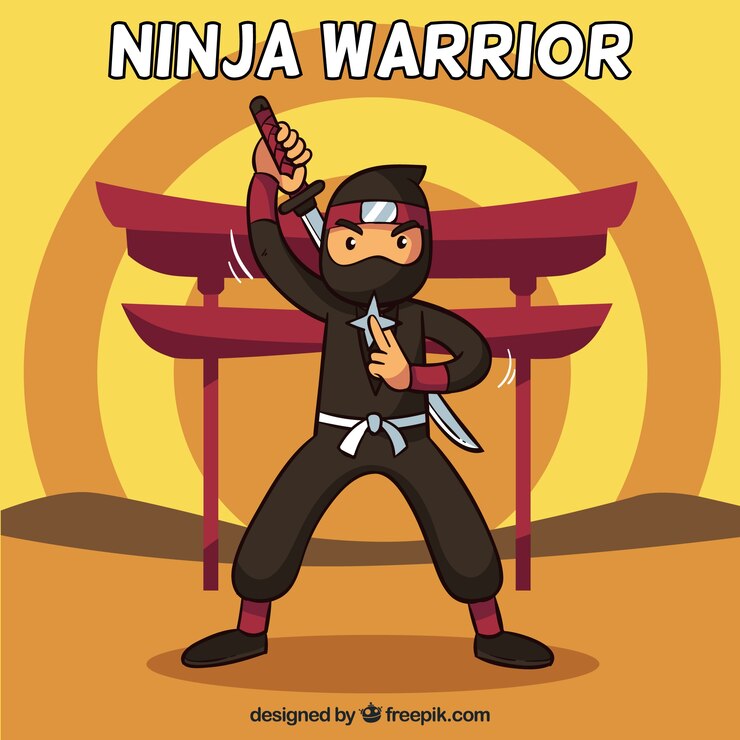 Vector gratuito fondo de guerrero ninja en diseño plano