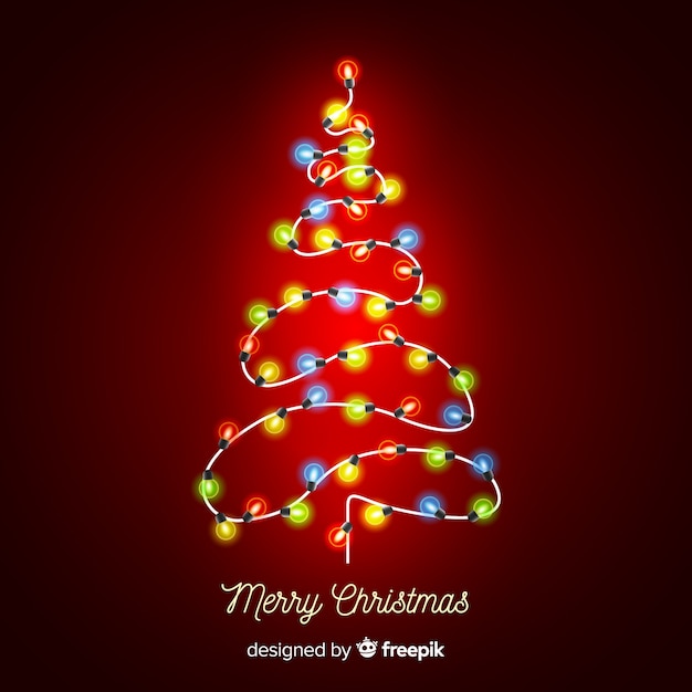 Vector gratuito fondo guirnalda luces coloridas árbol navidad