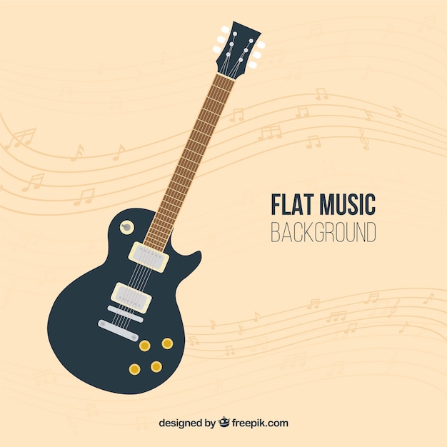 Vector gratuito fondo de guitarra en diseño plano