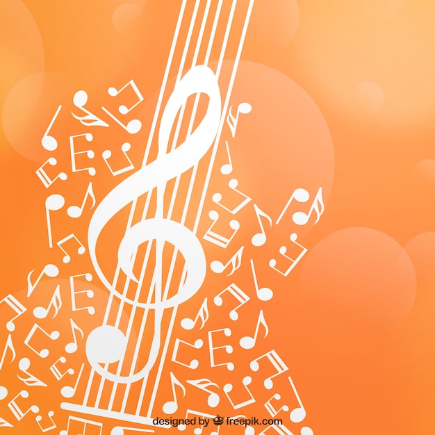 Fondo de guitarra hecha de notas musicales 