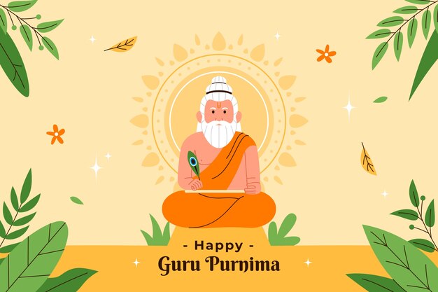 Fondo de guru purnima dibujado a mano