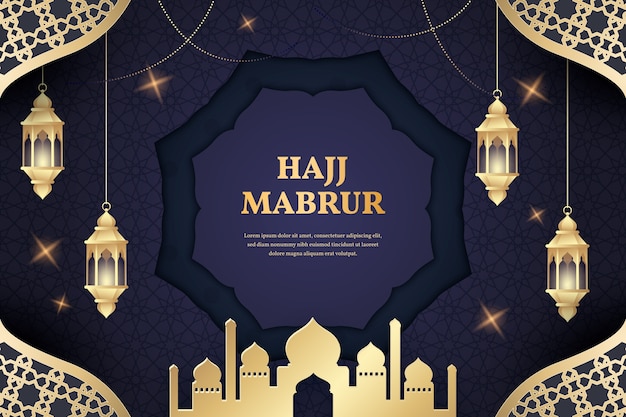 Vector gratuito fondo de hajj degradado con palacio y linternas