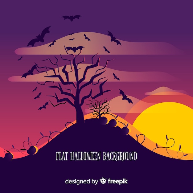 Fondo de halloween con árbol