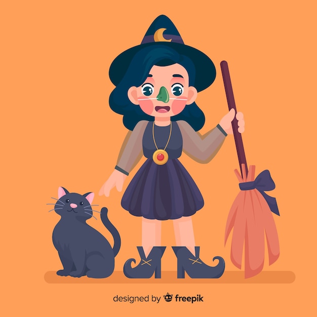 Vector gratuito fondo de halloween con bruja